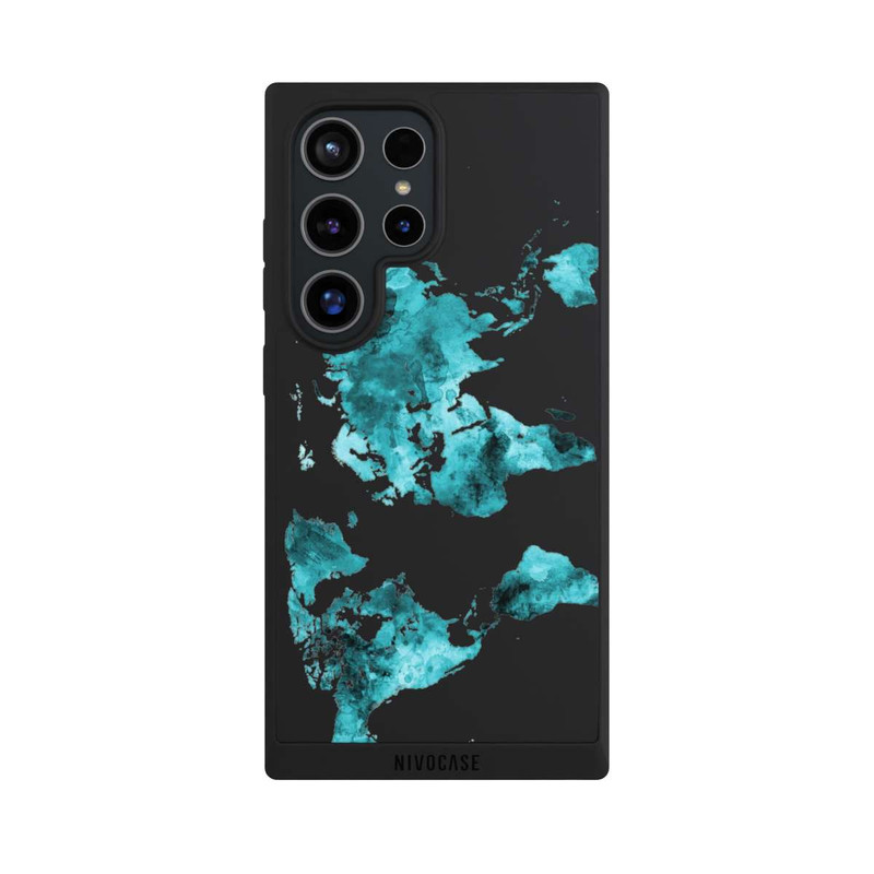 Galaxy S24 Ultra NIVOpure World Map Teal Transparent