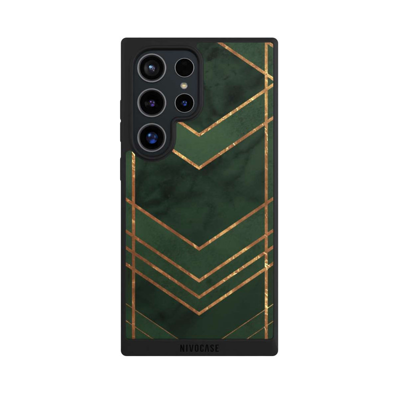 Galaxy S24 Ultra NIVOpure Dunkelgrün gemustert Goldene Streifen