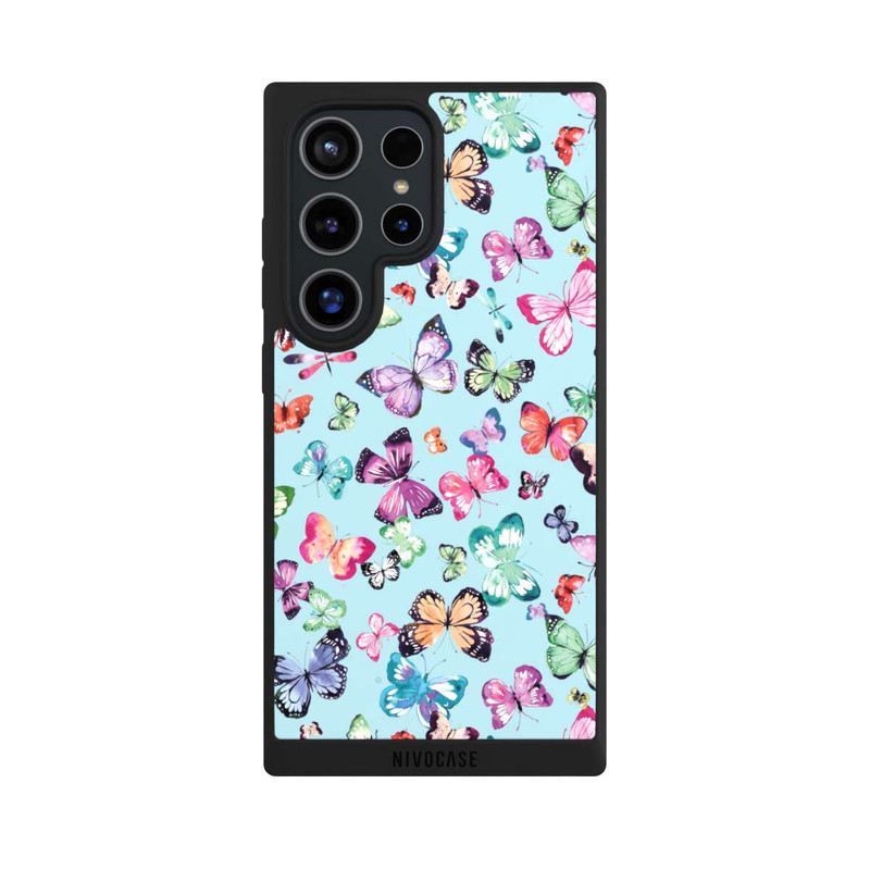 Galaxy S24 Ultra NIVOpure Papillons Rose Orange Bleu