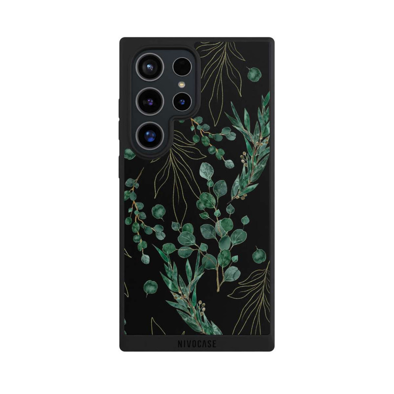 Galaxy S24 Ultra NIVOpure Feuilles d'Eucalyptus Fond Noir