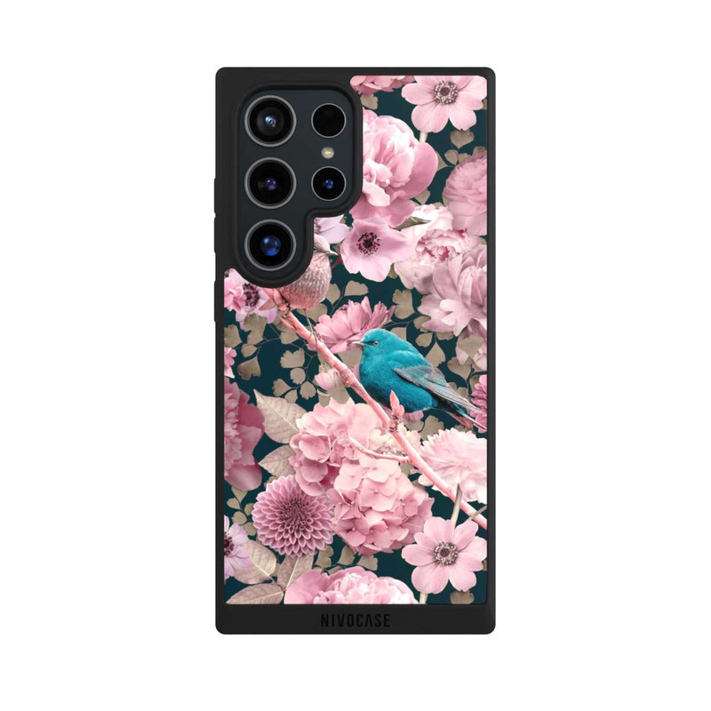 Galaxy S24 Ultra NIVOpure Moineaux à motif de fleurs roses