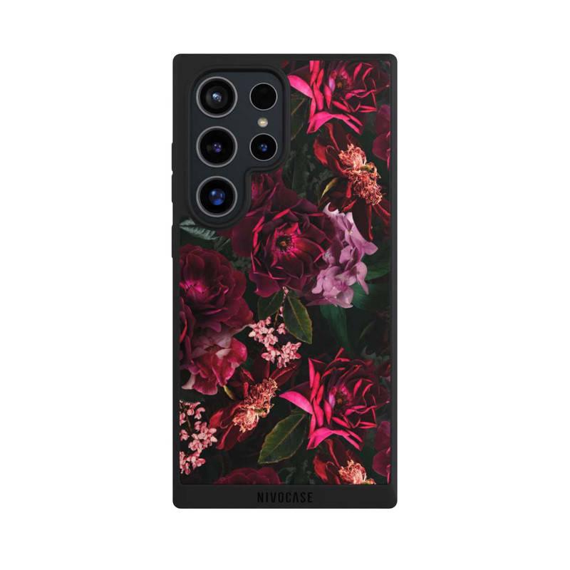 Galaxy S24 Ultra NIVOpure Fleurs rouge foncé et roses