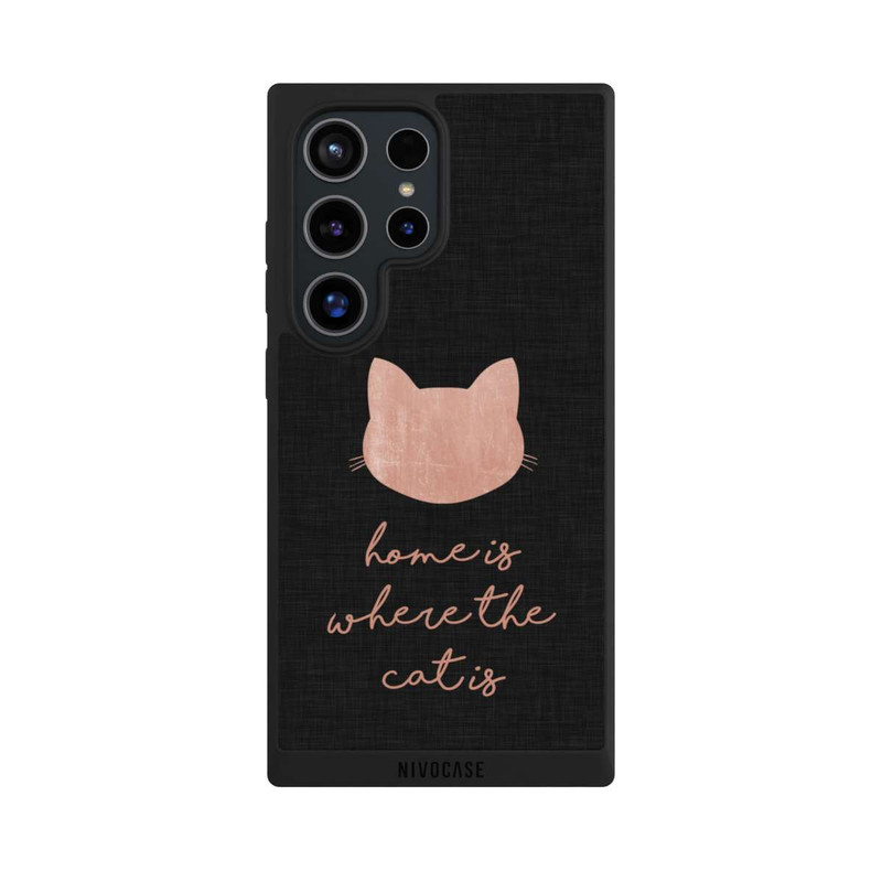 Galaxy S24 Ultra NIVOpure Home Is Where The Cat Is - Pink on Black 