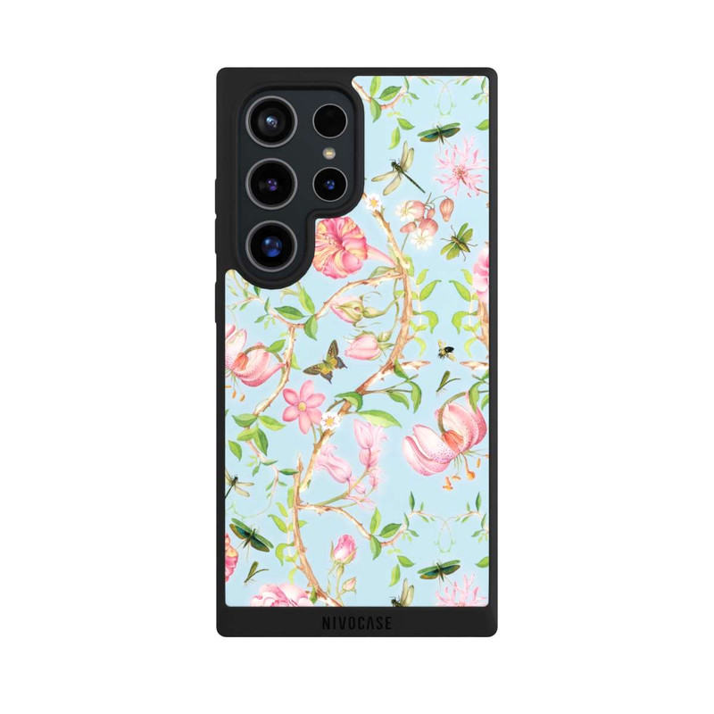 Galaxy S24 Ultra NIVOpure Fleurs Botaniques Vintage Bleu