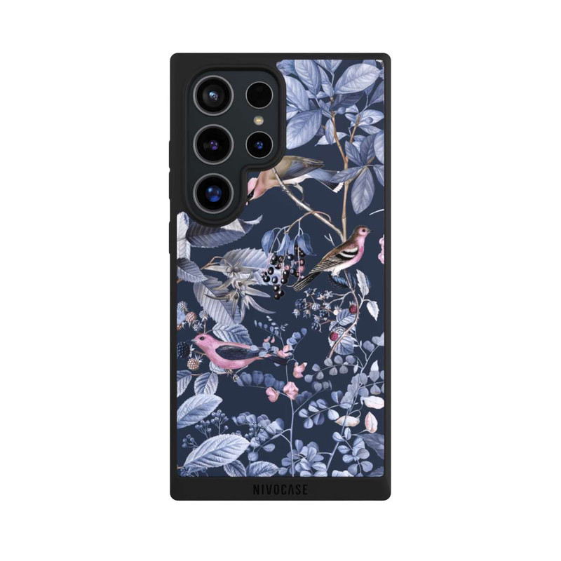 Galaxy S24 Ultra NIVOpure Vögel und Beeren blau