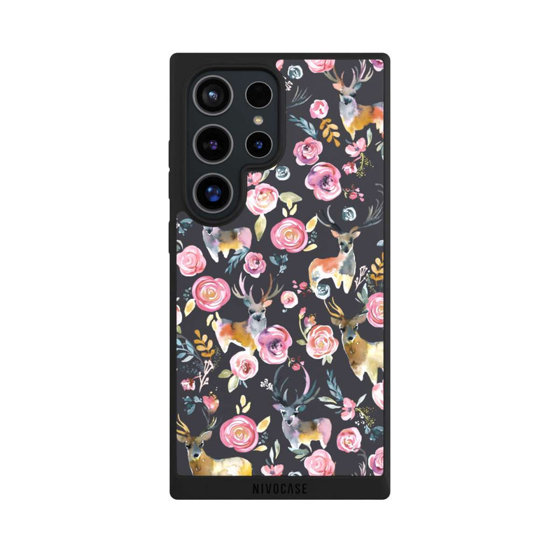 Galaxy S24 Ultra NIVOpure Hirsche und Blumen Anthrazit