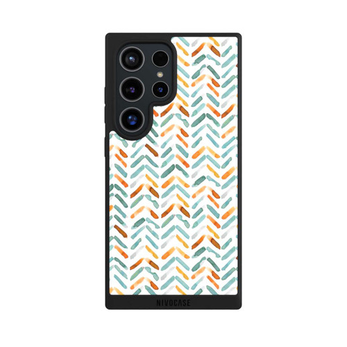 Samsung Galaxy S24 Ultra NIVOpure Elegantes Herbstchevron Blau Orange