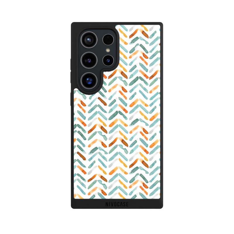 Galaxy S24 Ultra NIVOpure Élégant Automne Chevron Bleu Orange