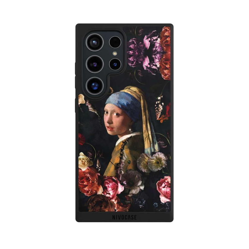 Galaxy S24 Ultra NIVOpure Mädchen mit Perlenohrringen und Rosen