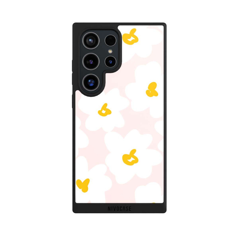 Galaxy S24 Ultra NIVOpure Retro Blumenwand Gänseblümchen Aprikose