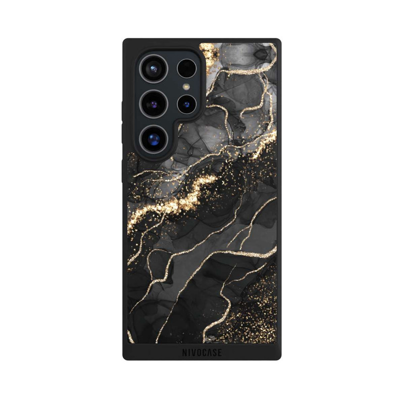 Galaxy S24 Ultra NIVOpure Dark Marble Swirls Gold Look