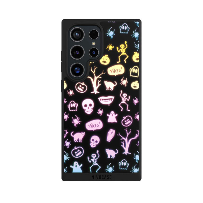 Galaxy S24 Ultra NIVOpure Autocollants néon pour Halloween Fond noir