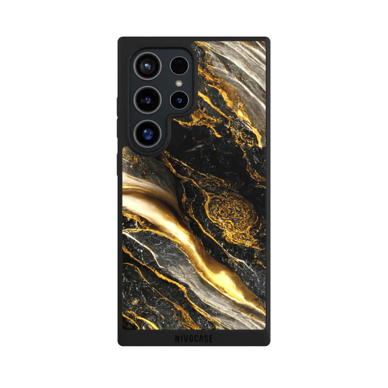 Galaxy S24 Ultra NIVOpure Schwarze Marmor Goldschichten