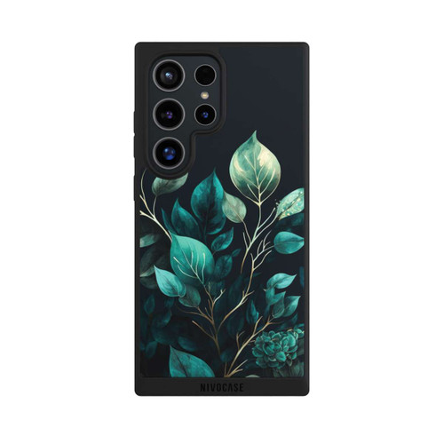 Samsung Galaxy S24 Ultra NIVOpure Green Eucalyptus Leaves against a Dark Background with AI
