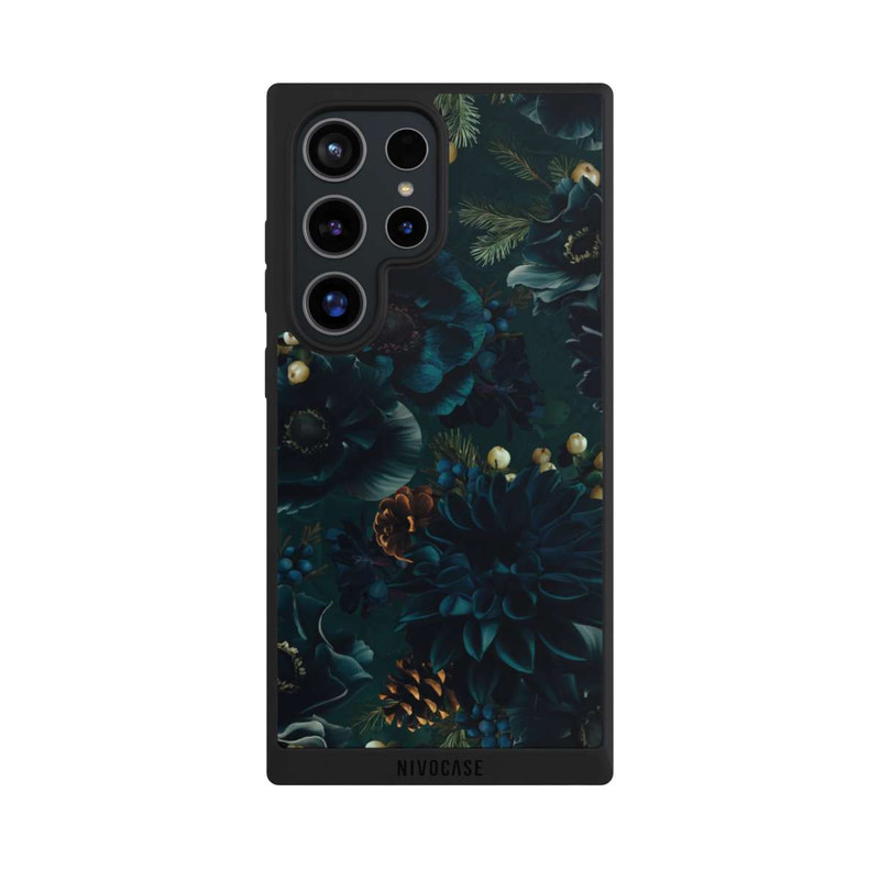 Galaxy S24 Ultra NIVOpure Motif de fleurs vert et bleu