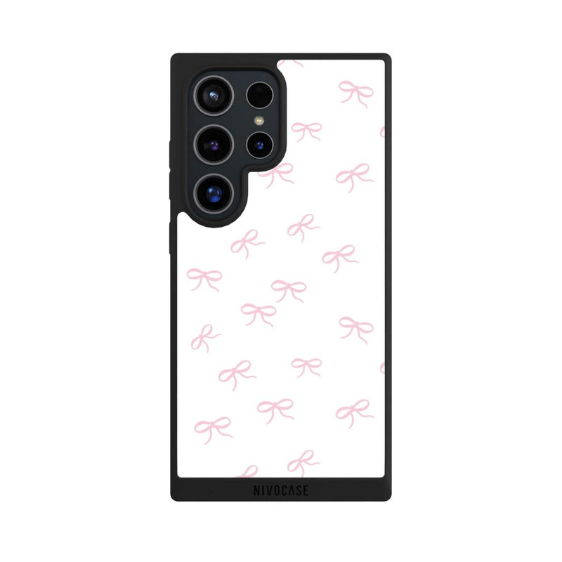 Galaxy S24 Ultra NIVOpure Bows Pink White Pattern Ribbons