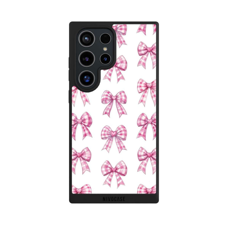 Galaxy S24 Ultra NIVOpure Pink Gingham Hearts and Bows avec IA
