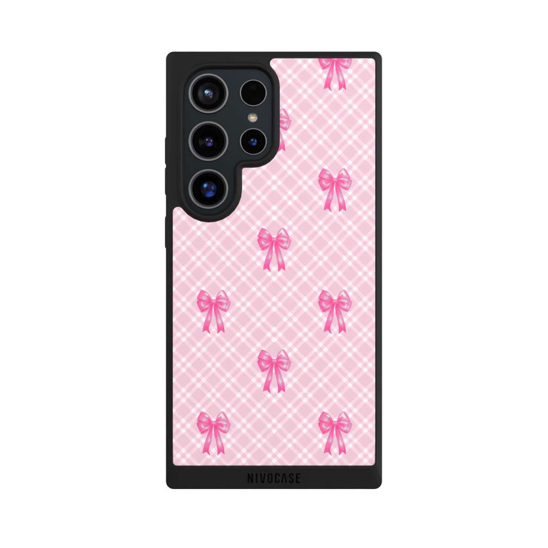 Galaxy S24 Ultra NIVOpure Pink Bows and Plaid Pattern
