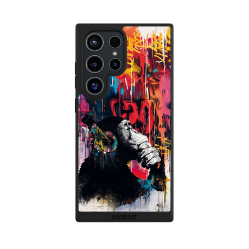 Samsung Galaxy S24 Ultra NIVOpure Affe Stereo Kopfhörer Graffiti Street Art Blau