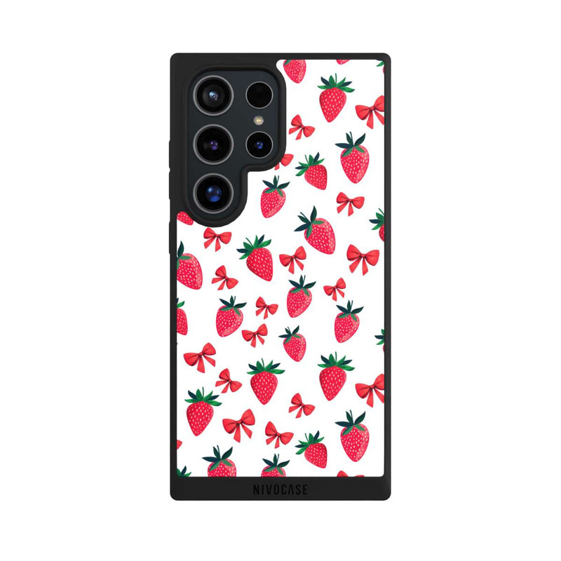Galaxy S24 Ultra NIVOpure Strawberry Ribbon Pattern Red