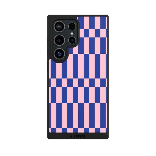 Samsung Galaxy S24 Ultra NIVOpure Checked Abstract Bold Electric Blue and Pink Color Block