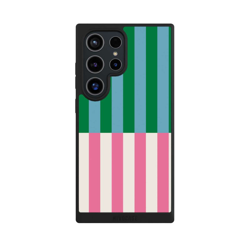 Galaxy S24 Ultra NIVOpure Motif Rayé Vert Rose