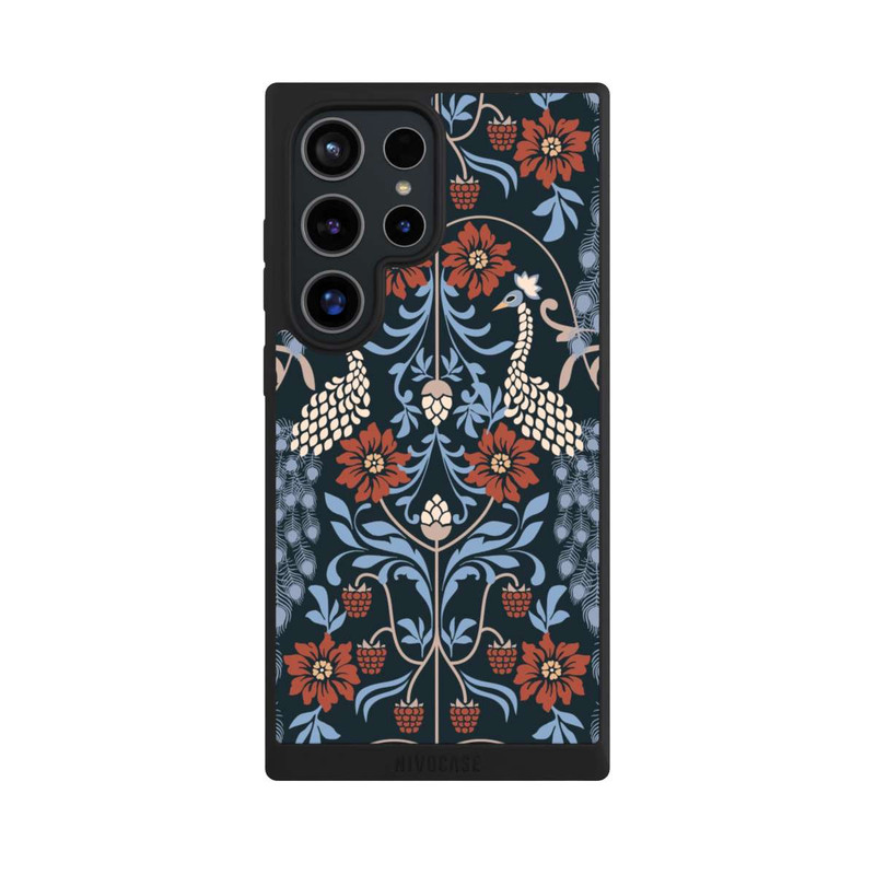 Galaxy S24 Ultra NIVOpure Vintage Peacock Garden Arts and Crafts Floral Dark