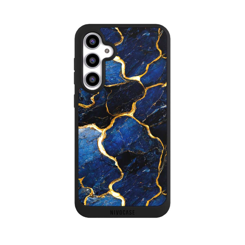 Galaxy S23 FE NIVOpure Couches d'impression en marbre bleu et or
