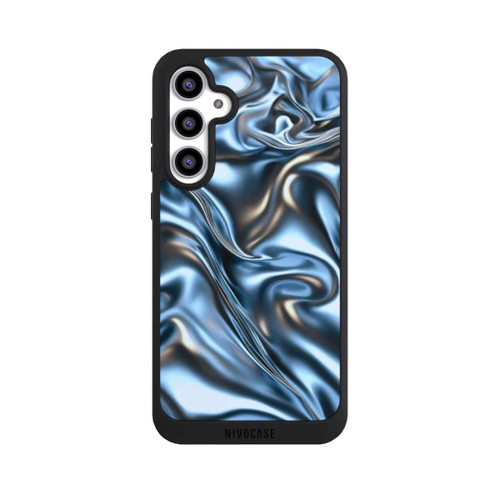 Samsung Galaxy S23 FE NIVOpure Glänzender Stoff Chrome Metallic Blau mit KI