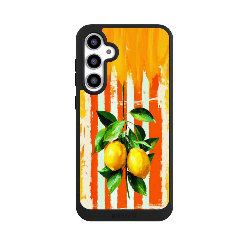 Galaxy S23 FE NIVOpure Zitronen auf gestreiftem Hintergrund Sommer mit KI