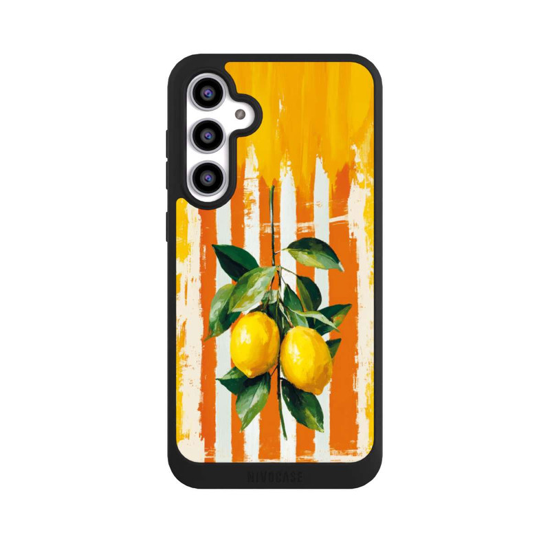 Galaxy S23 FE NIVOpure Zitronen auf gestreiftem Hintergrund Sommer mit KI
