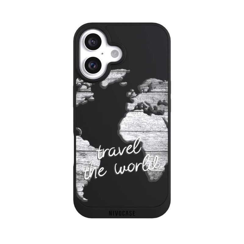 iPhone 16 NIVOpure Worldmap Wood Transparent