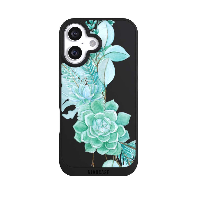 iPhone 16 NIVOpure Flowers Mint Green Transparent