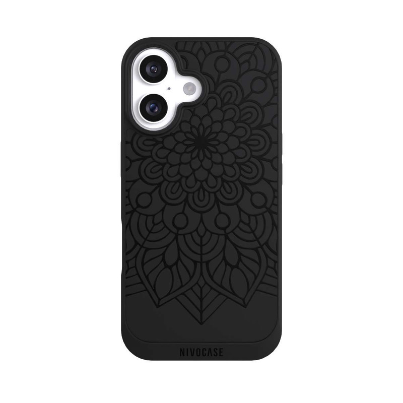 iPhone 16 NIVOpure Indian Mandala black transparent