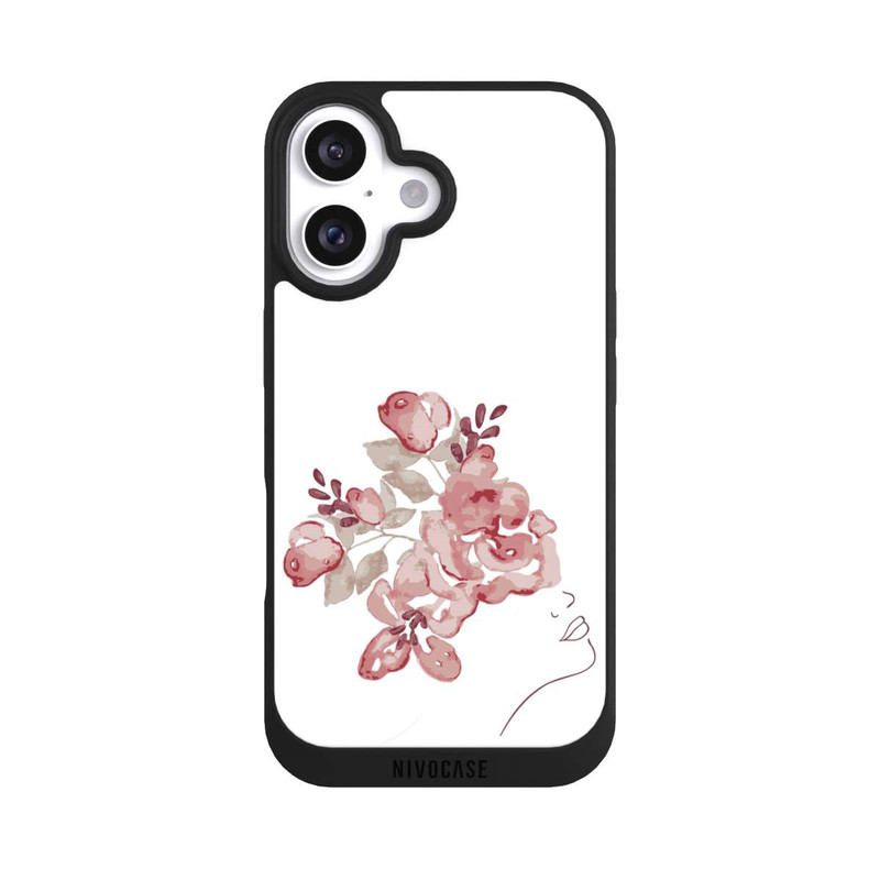 iPhone 16 NIVOpure Line Art Gesicht Blumen