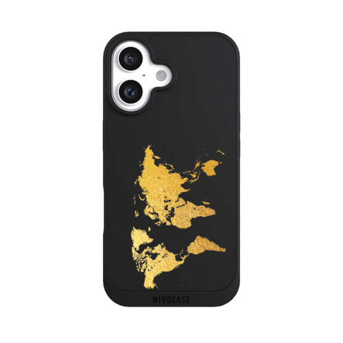 Apple iPhone 16 NIVOpure Weltkarte Gold Transparent