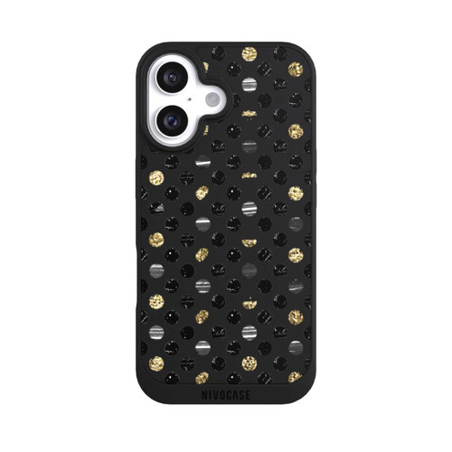 Apple iPhone 16 NIVOpure Gold Schwarz Polka Dots