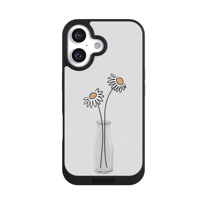 iPhone 16 NIVOpure Stillleben mit weißen Gänseblümchen