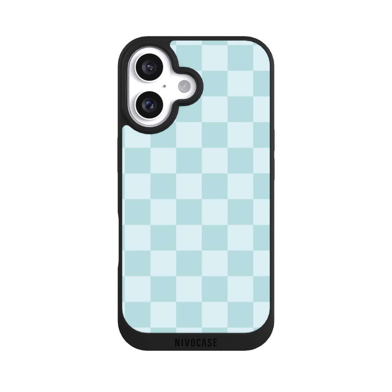 iPhone 16 NIVOpure Schachbrett Hellblau