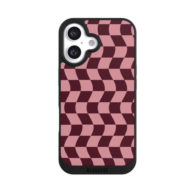 iPhone 16 NIVOpure Schachbrett Rot-Rosa