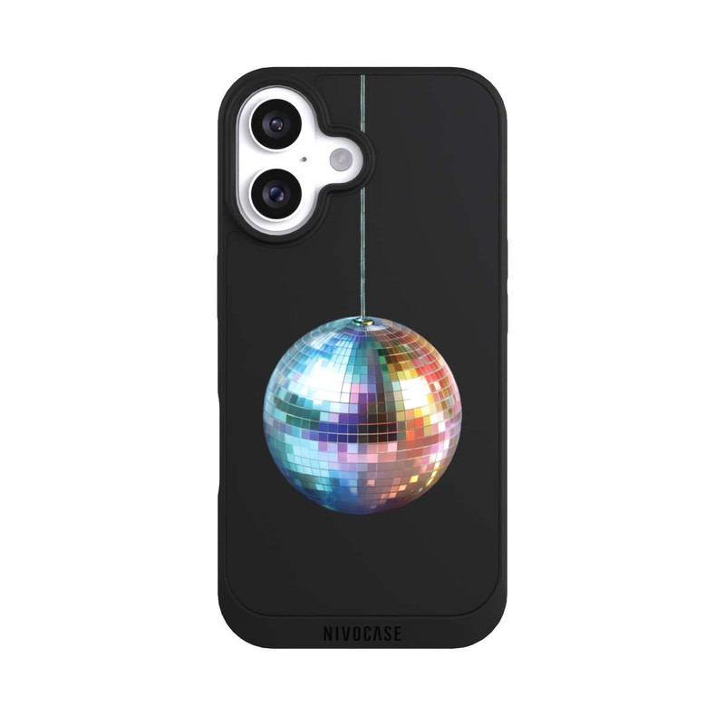 iPhone 16 NIVOpure Discokugel Party Blau Gold Transparent mit KI