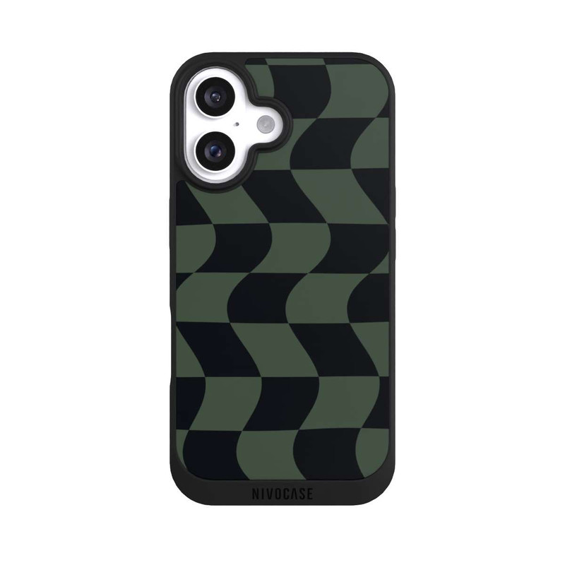 iPhone 16 NIVOpure Checked Pattern Green Black