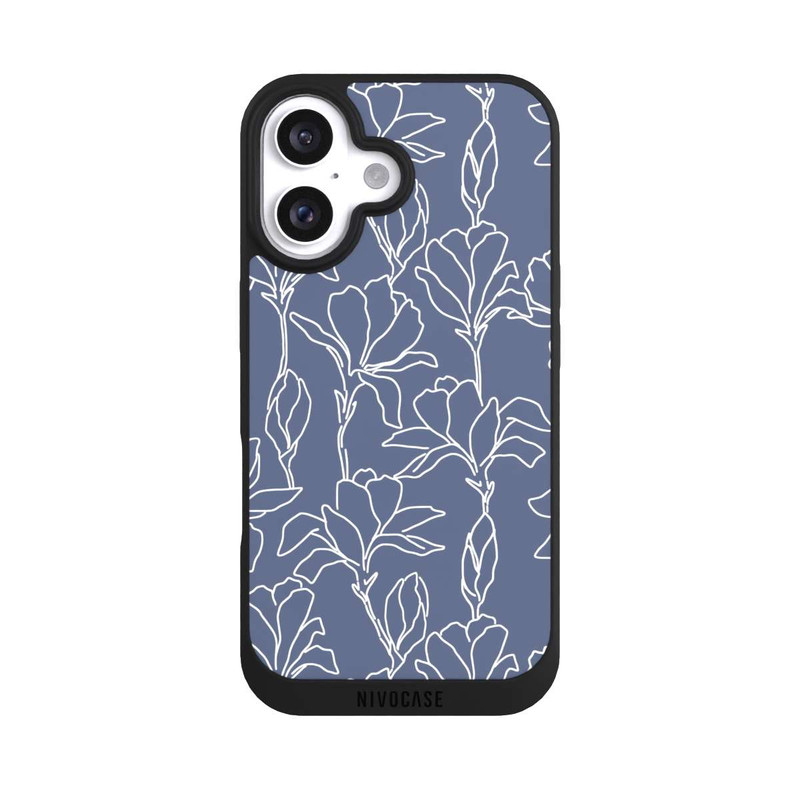 iPhone 16 NIVOpure Flower Silhouettes on Blue