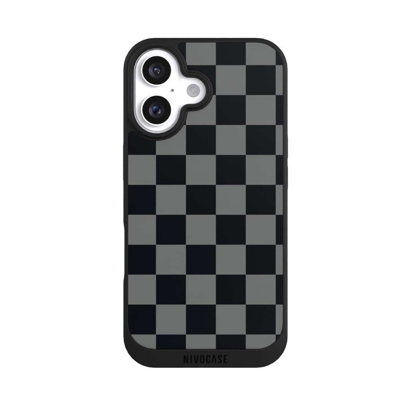 iPhone 16 NIVOpure Schachbrett Schwarz Grau