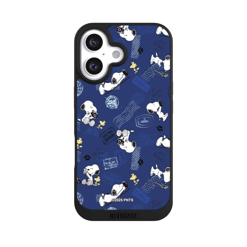 iPhone 16 NIVOpure Peanuts Travel Stamps Pattern Blue