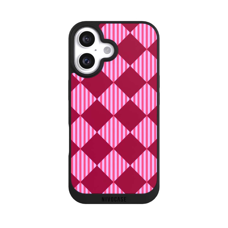 iPhone 16 NIVOpure Rauten Muster Rot Rosa