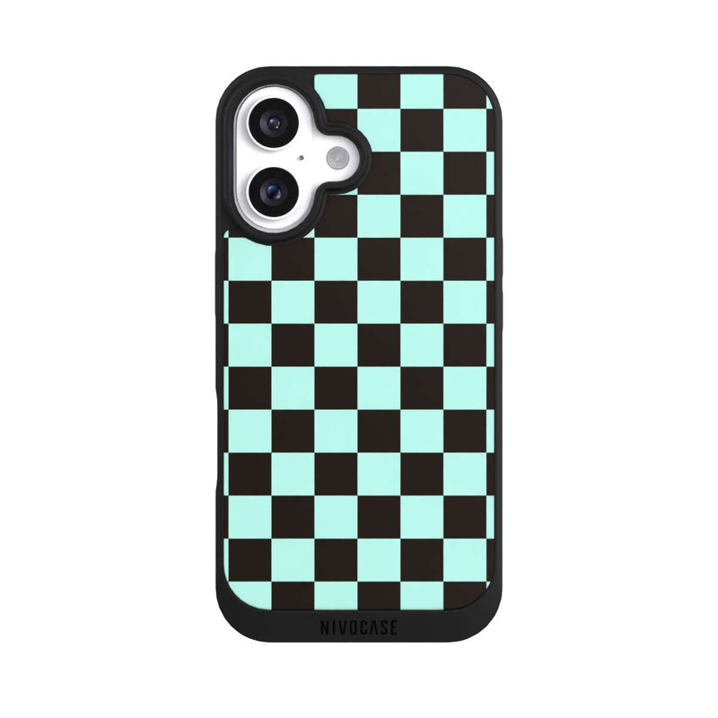 iPhone 16 NIVOpure Schachbrett Braun Blau
