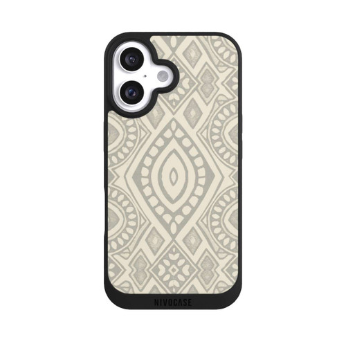 Apple iPhone 16 NIVOpure Boho Geometric Mosaic Pattern Neutral Grey and Beige