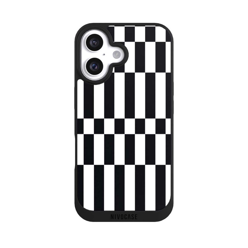 iPhone 16 NIVOpure Checked Abstract Bold Black and White Color Block
