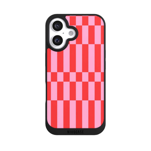  NIVOpure Checked Abstract Bold Coral Red and Pink Color Block